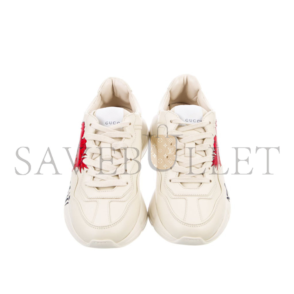 GUCCI WOMEN'S LEATHER FLORAL PRINT SNEAKERS 631708 